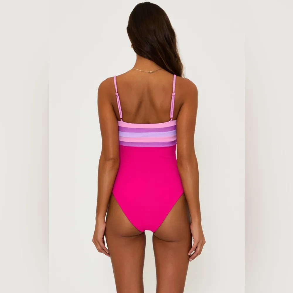 Beach Riot Jessa One Piece Raspberry Colorblock, Size Large, $178 - Image 3