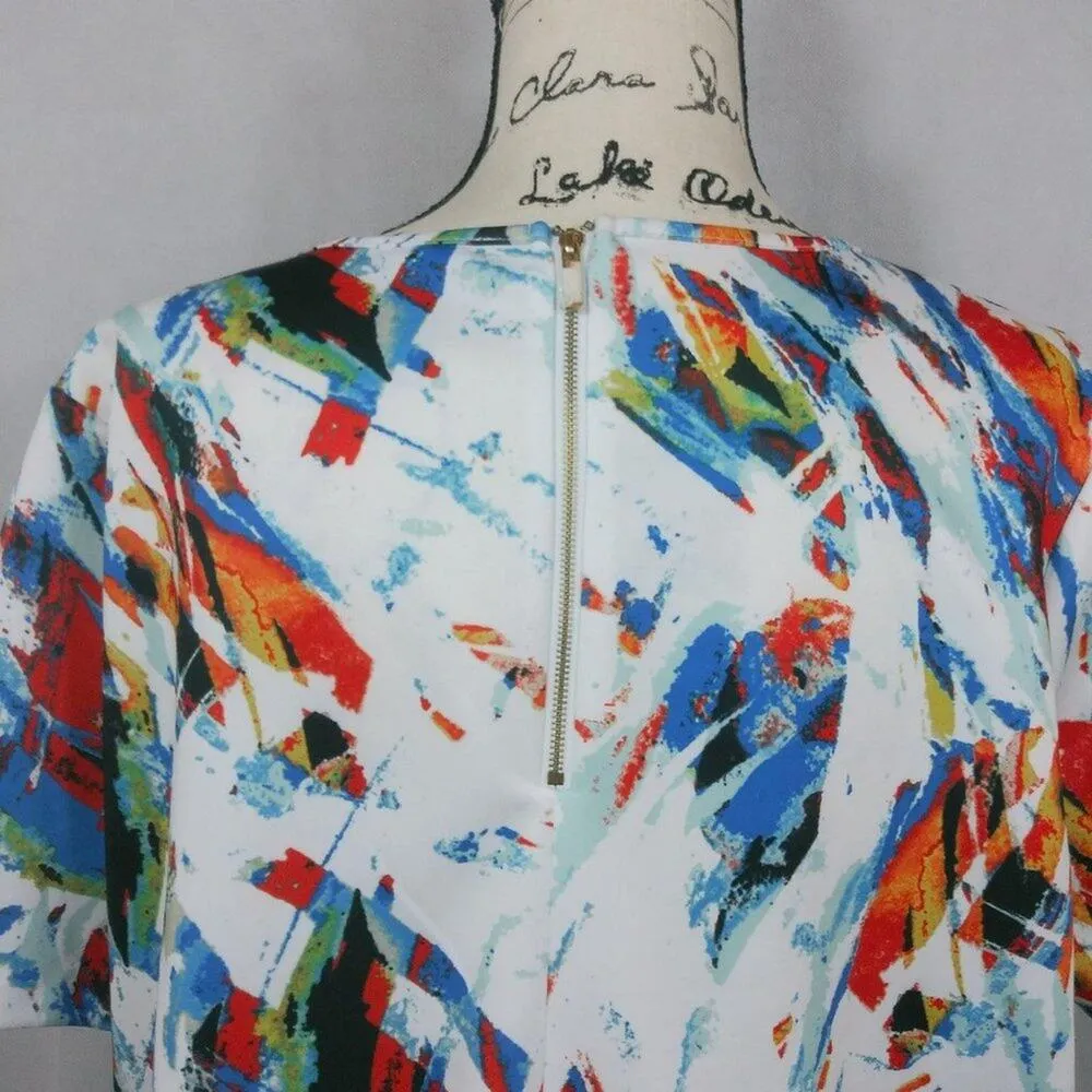 Chelsea & Theodore Multicolor Scuba Artsy Colorful Top Size 2X White - Image 4