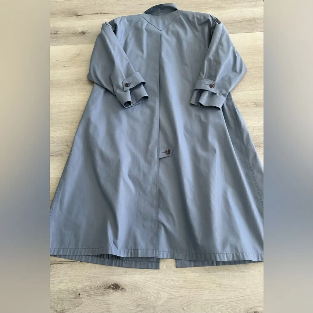 London Fog Vintage Wamsutta Funnel Neck Long Trench Coat Powder Blue 14P EUC - Image 9