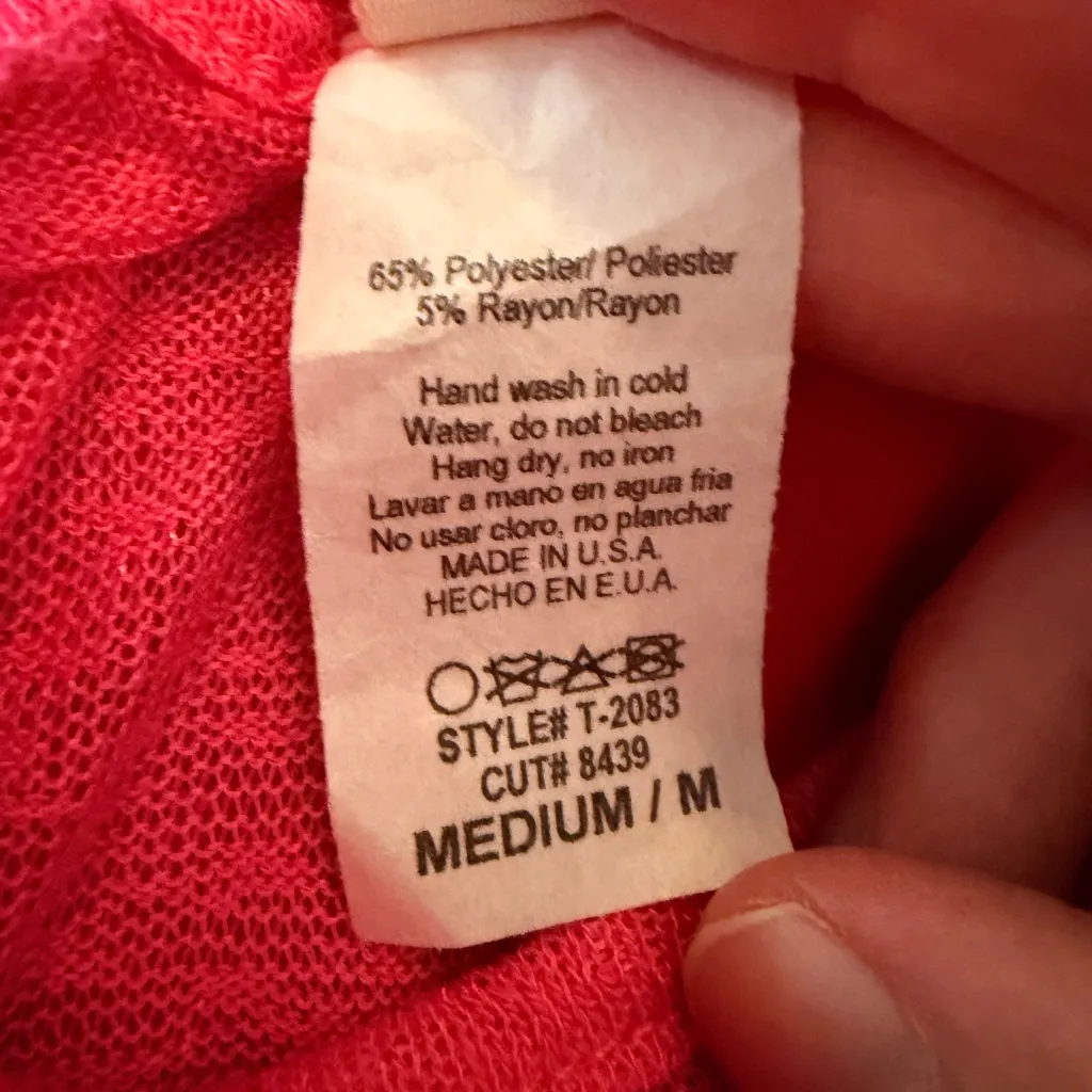 7th Ray NWOT Oversized Bright Pink Open Back Long Sleeve Tie Top - Image 5