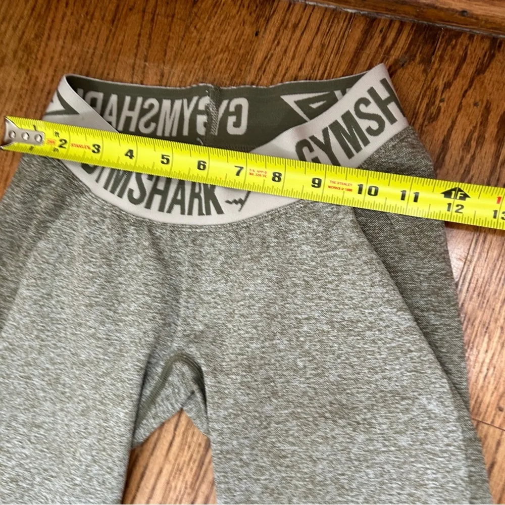 GymShark | Flex Heather Olive Green Logo Waistband Contour Leggings Size S - Image 8