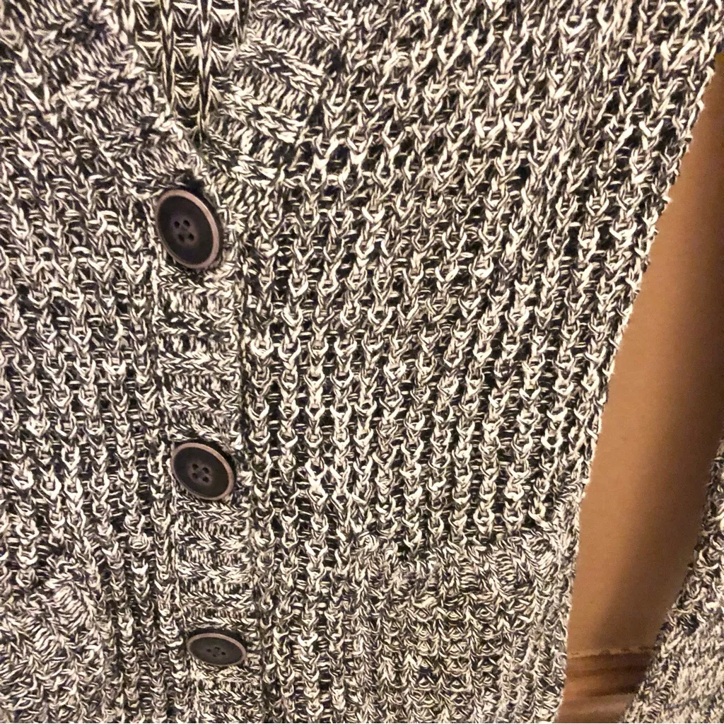 American Eagle Cotton Button Front Cardigan Heather Marled Black White‎ Small - Image 5