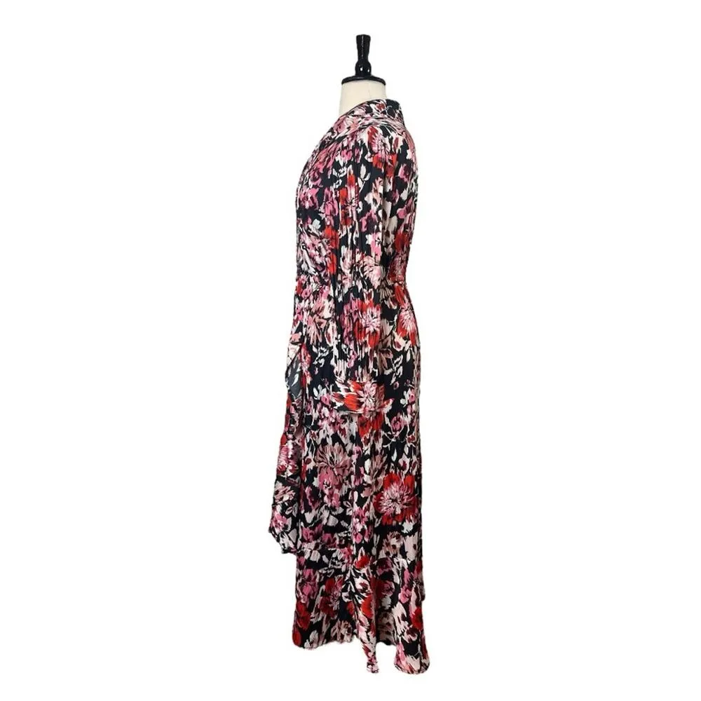 Lane Bryant Maxi Dress Faux Wrap Shawl Black Pink Floral Satin Women’s Size 18 - Image 5