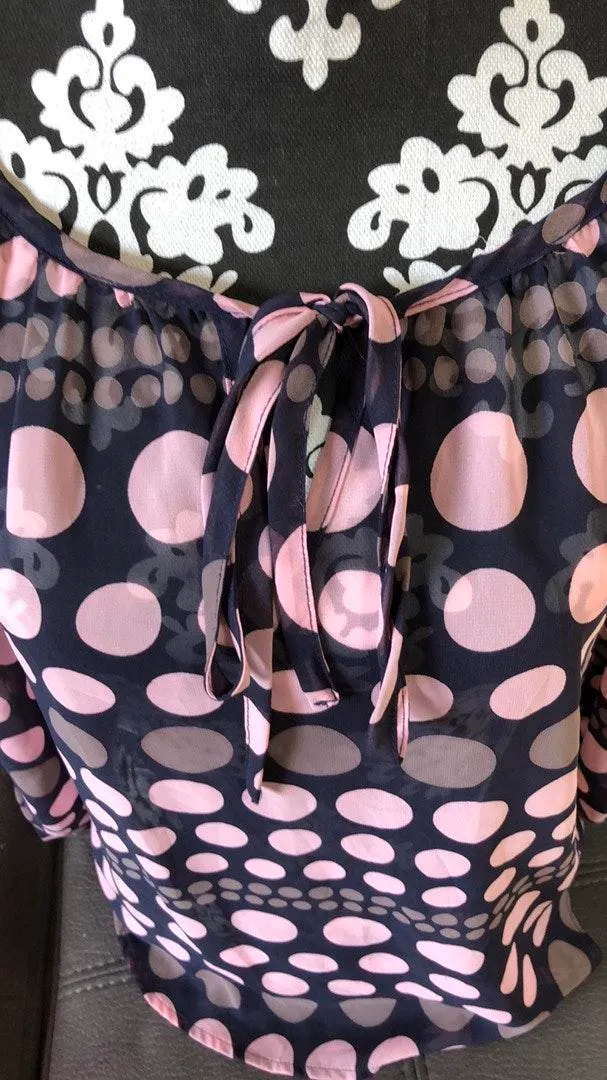 ROMEO & JULIET COUTURE Polkadot Sheer Top Size S - Image 4