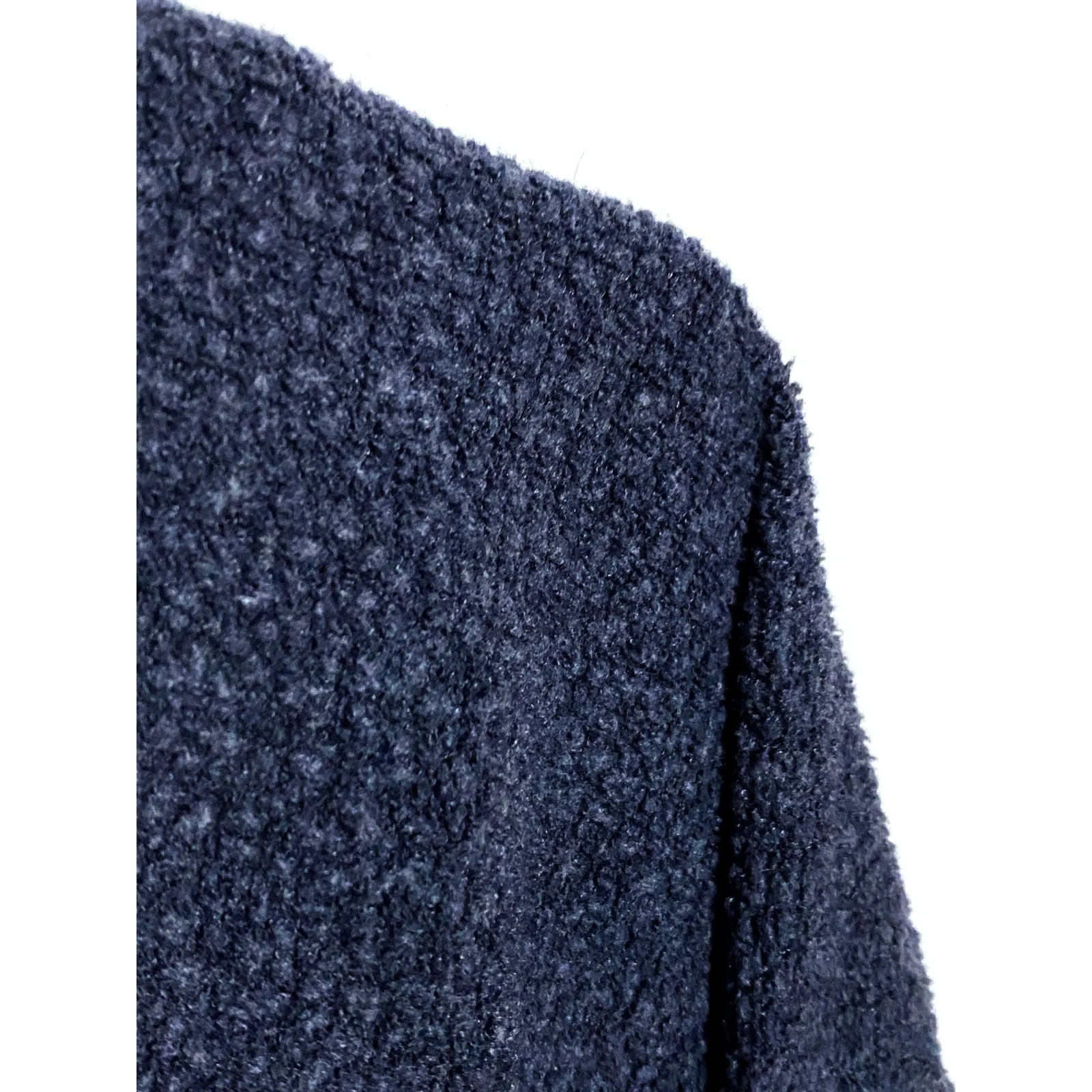 Storia Navy Blue Cowl Neck Pullover Crop Top Womens M Terry Cloth Soft Lagenlook - Image 4