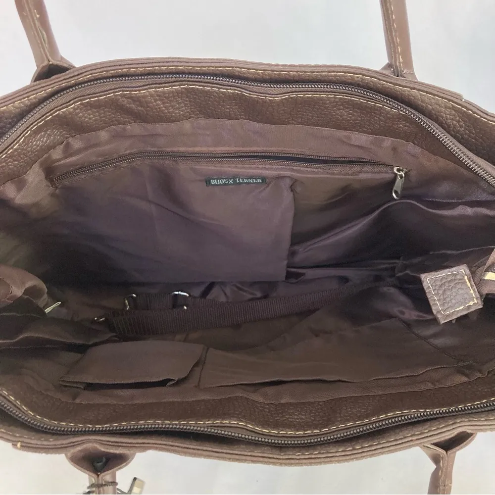 Bijou Terner Brown Faux Leather Tote w/ Adjustable Crossbody Shoulder Strap - Image 4