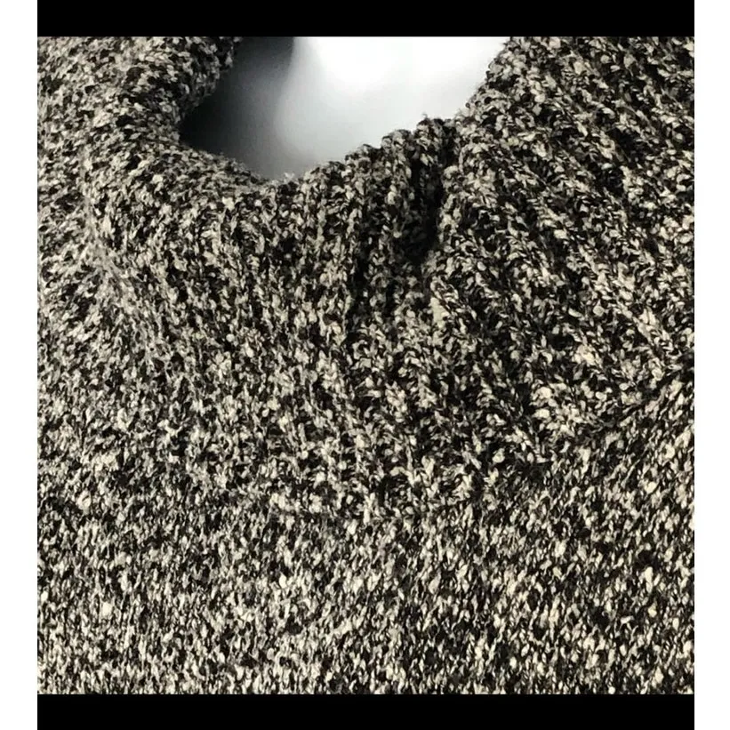 Rafaella Black Grey Marled Cowl Neck Sweater Size M Cozy Winter Knit - Image 4