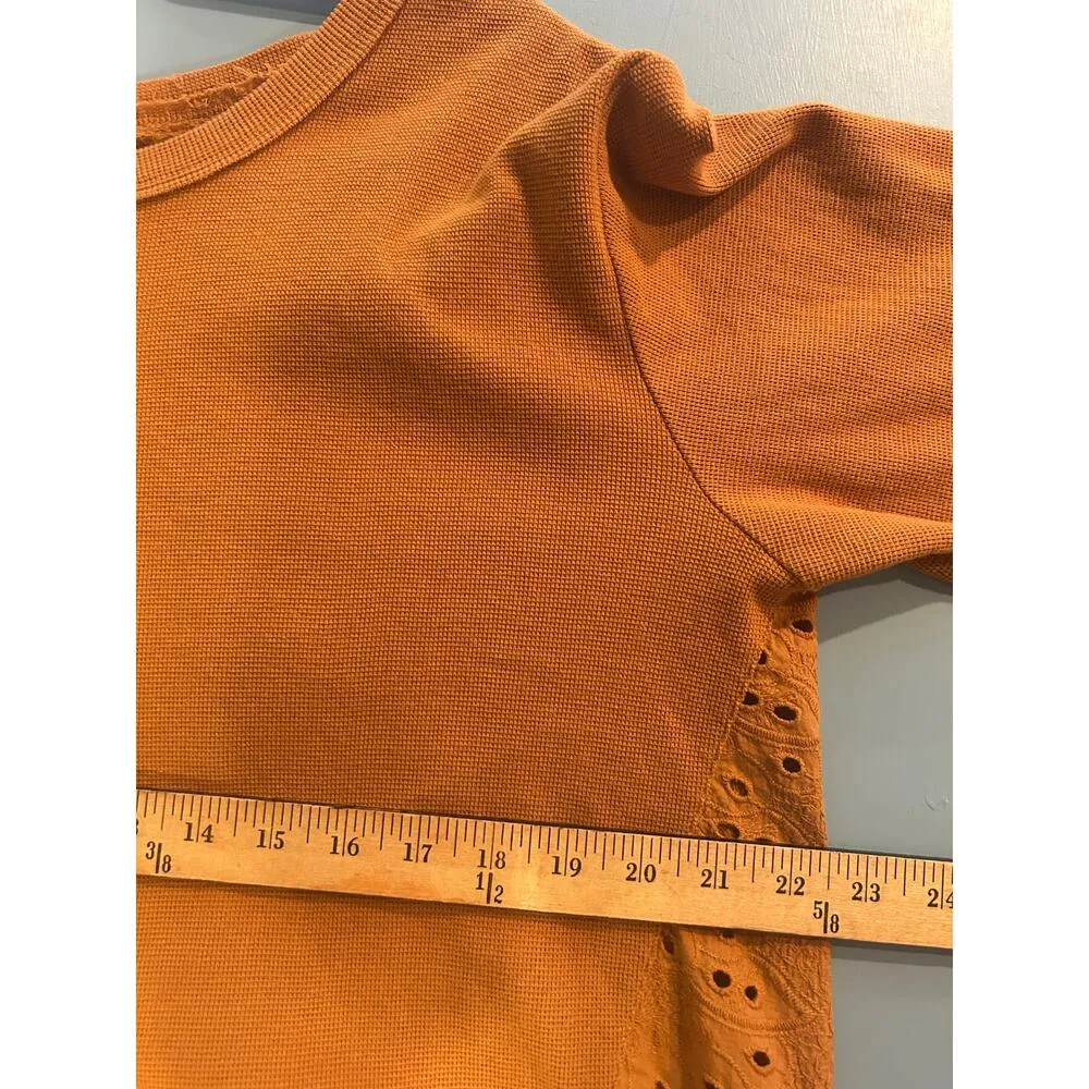 Pilcro Anthropologie Yellow Golden Blouse with Cut-outs Lace Size Medium M - Image 3