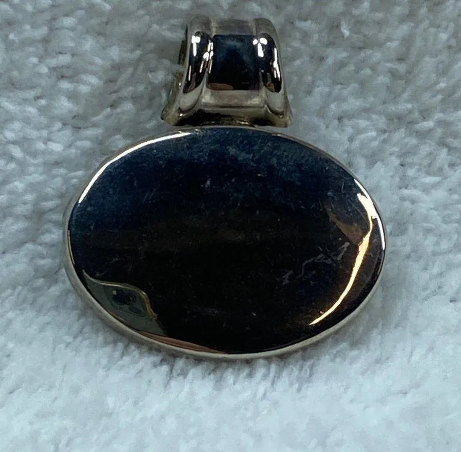 Oval Egg Shape Jewelry Silver Color Engravable Pendant Necklace Patina of Age - Image 7