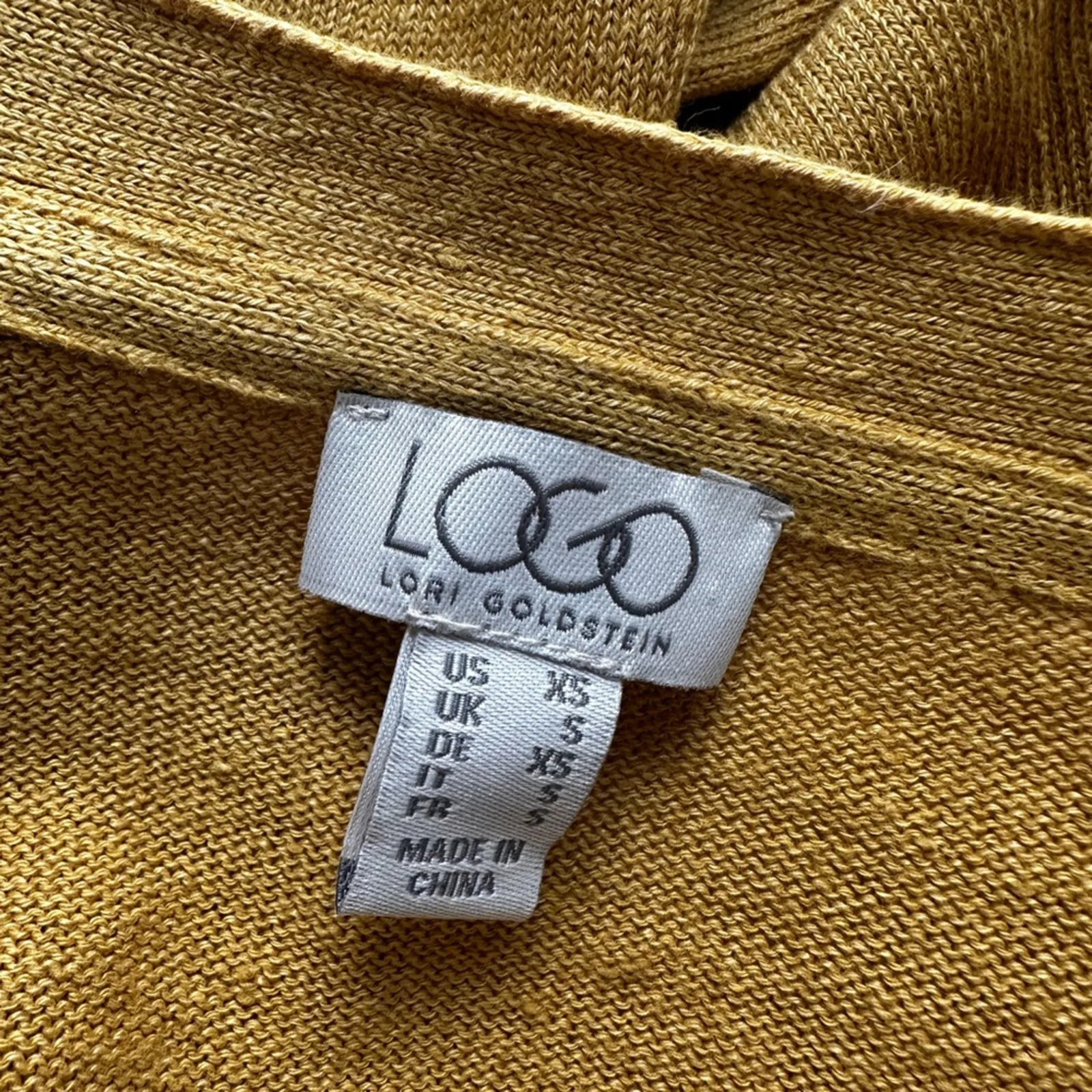 LOGO Lori Goldstein Cardigan Sweater Lace Trim Cottage Mustard Gold Pockets Fall - Image 4