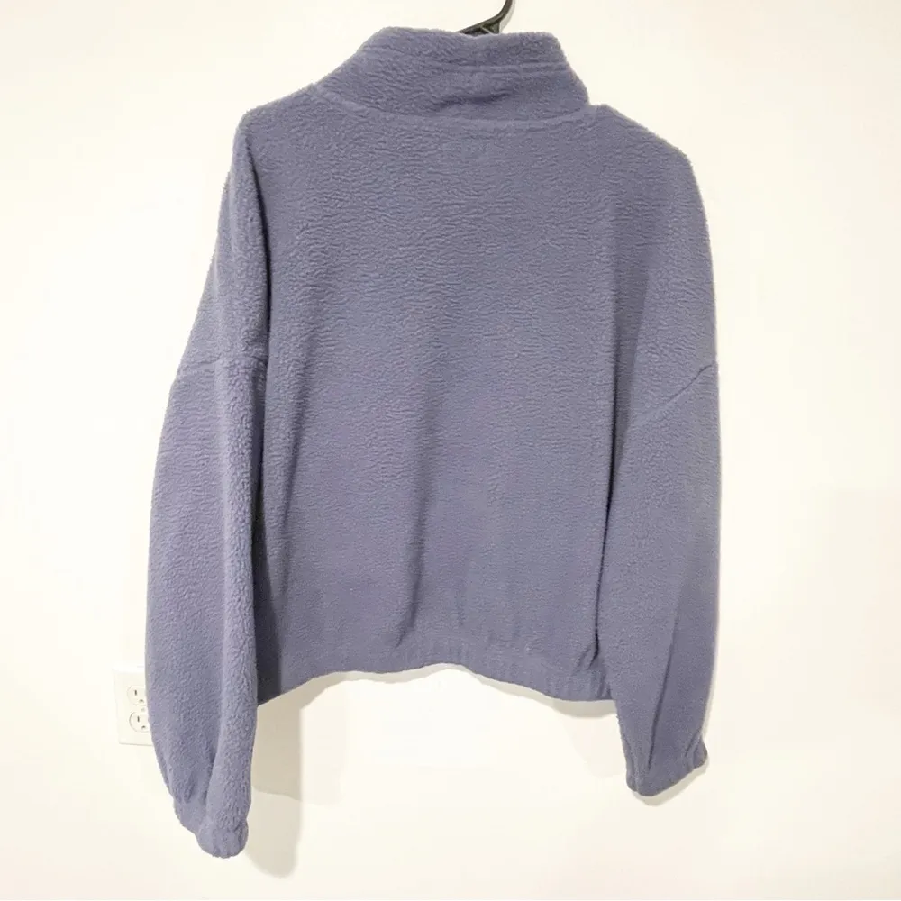 Playboy Sweater Adult Medium Blue Oversized Cropped Mock Neck Sherpa Fleece - Image 6