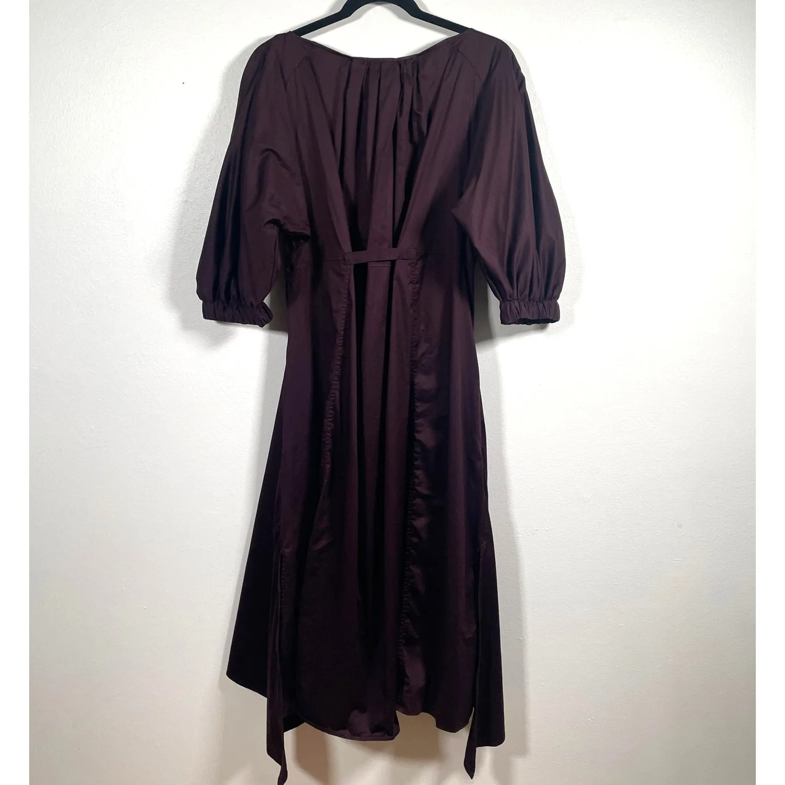 COS Dress 6 Puff Sleeve Midi Prairie Cottage Milkmaid Witchy Goth Flowy Pleated - Image 2