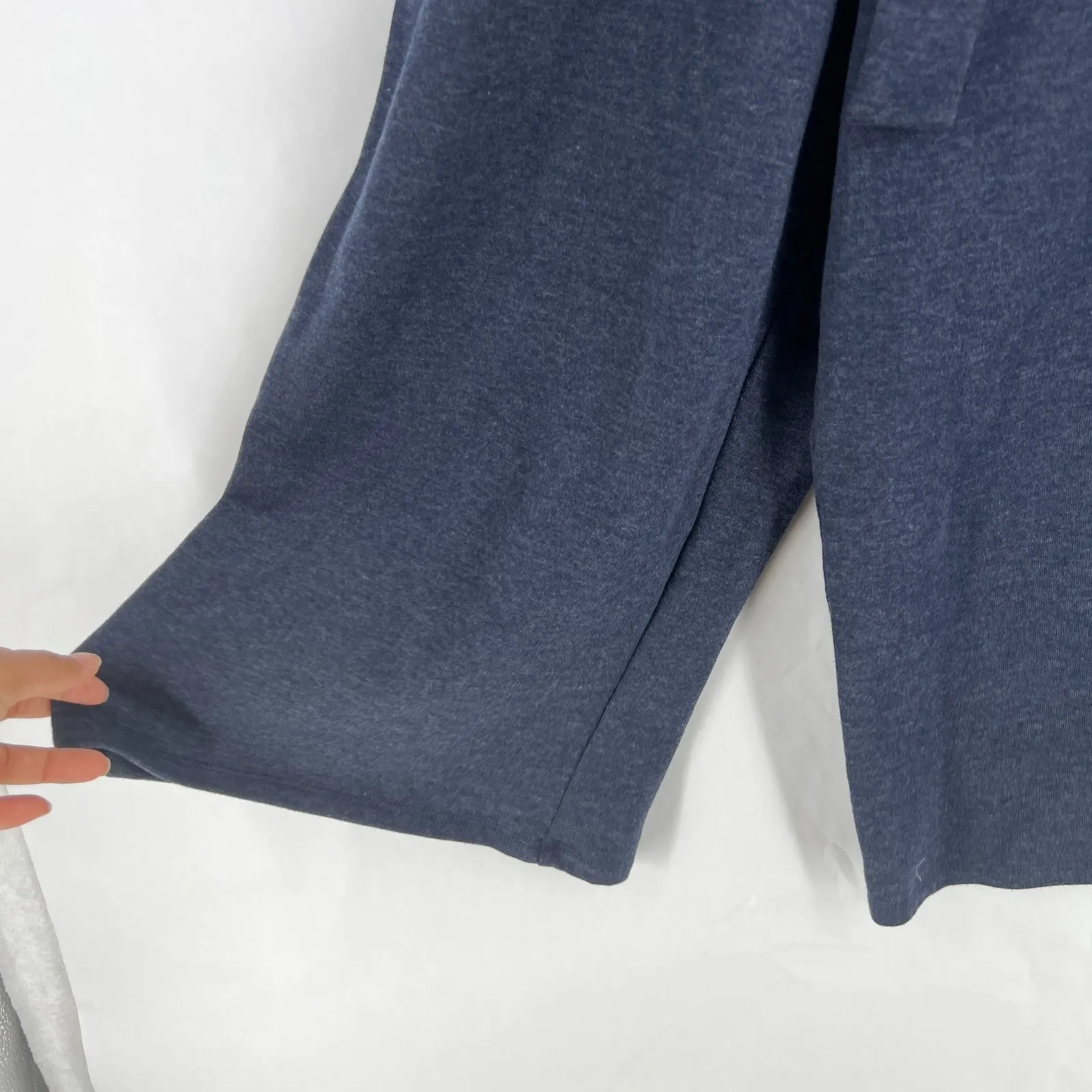 Venus Culotte Jumpsuit Womens L Blue Ribbed Tie Waist Cropped Wide Leg One Piece - Image 4