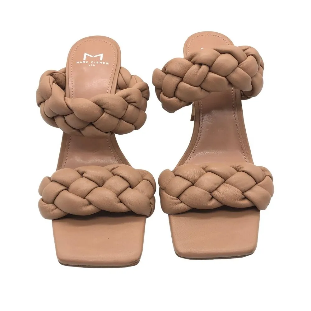 Marc Fisher LTD Hammy Braided Leather Sandals Square Toe Heeled Size 8.5 - Image 2