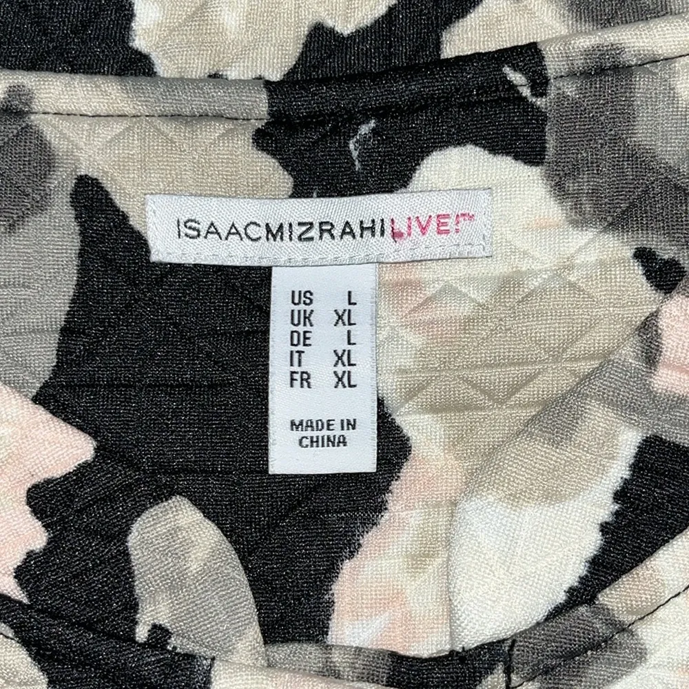 Isaac Mizrahi Live! Size L Watercolor Floral Print Quilted Snap Button Jacket - Image 3