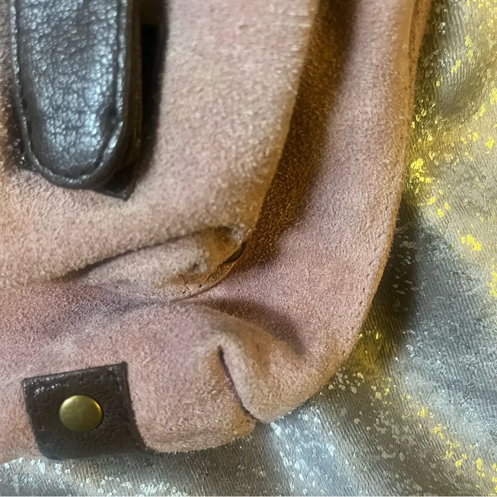 MiMu Suede Messenger Crossbody Bag Sundance Dusty Pink and Brown Purse - Image 3