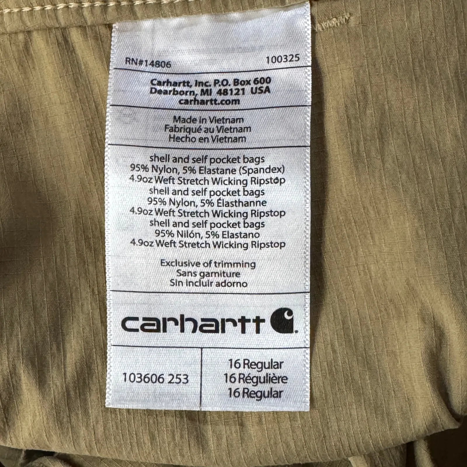 Carhartt SZ 16 Force Madden Cargo Shorts Straight Fit Rugged Flex Stretch Khaki - Image 7