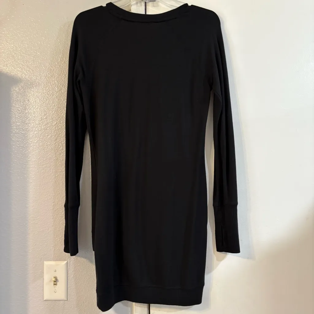 Athleta Criss Cross Black Sweater Dress Soft Jersey Stretch Long Sleeve XS Comfy - Image 5