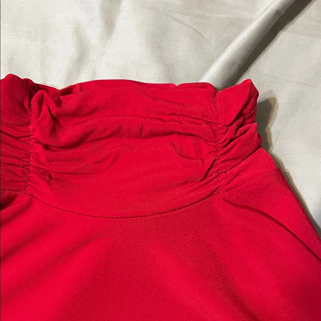 Susan Graver Mock Neck Red Long Sleeve Top - Image 5