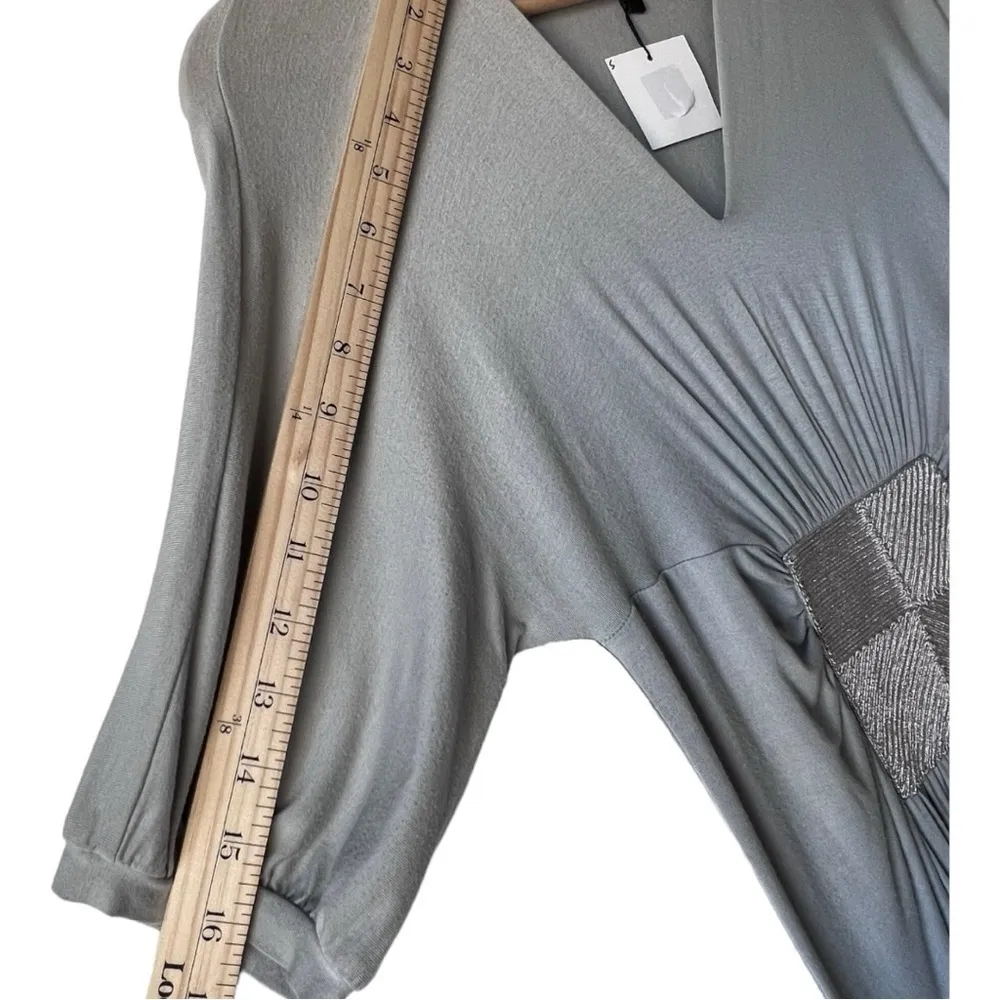 Women’s dress twelfth street cynthia vincent 3/4 sleeve grey midi front design S Gray - Image 8