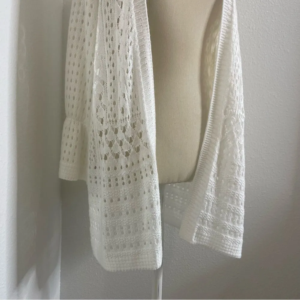 Charter Club Size 1x Lightweight Cardigan Sweater White Lace Fun Sleeve - Image 5