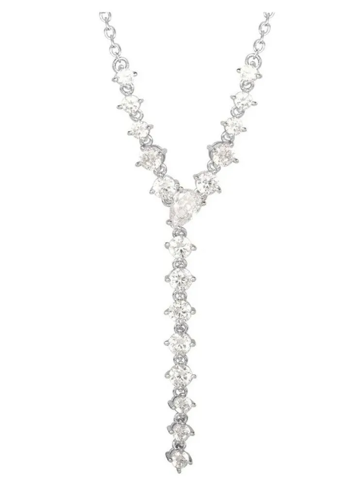 Believe nwt Silver Plated Cubic Zirconia Stud Earring and Y Necklace Set, 18" - Image 4