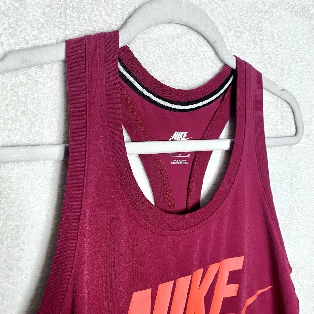 Nike NSW Signal Swoosh Graphic Logo Printed Racerback Tank Top Red Orange Small - Image 3
