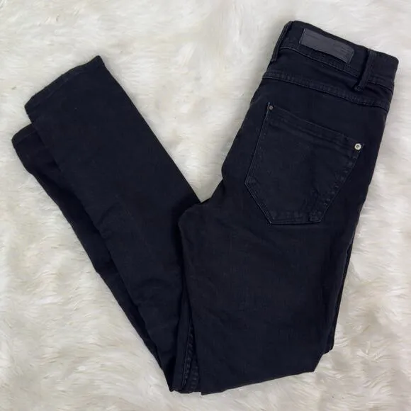 Stradivarius Womens Size 4 Distressed Ripped High Waisted Black Jeans - Image 2