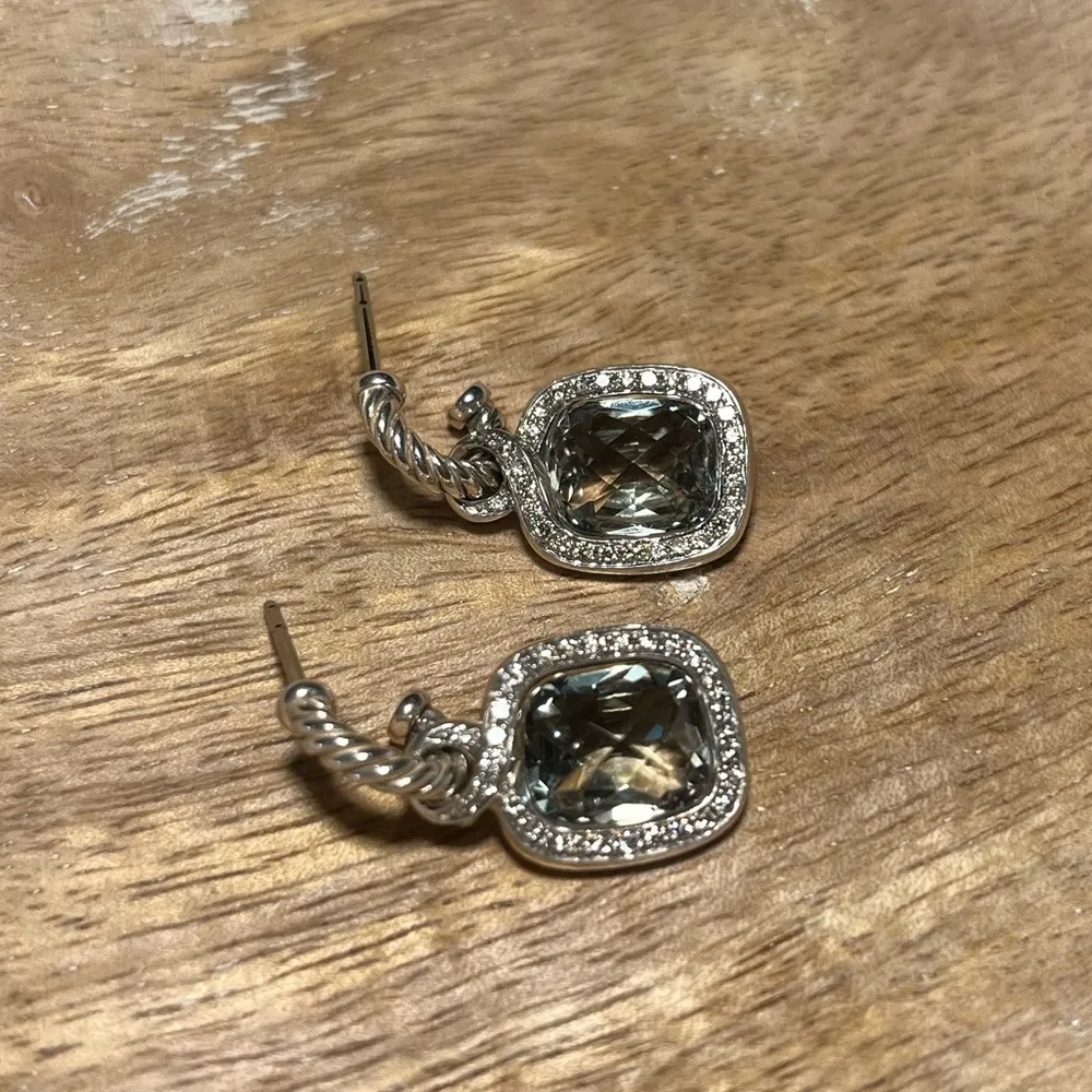 David Yurman Prasiolite & Diamond Labyrinth Drop Earrings - Image 6