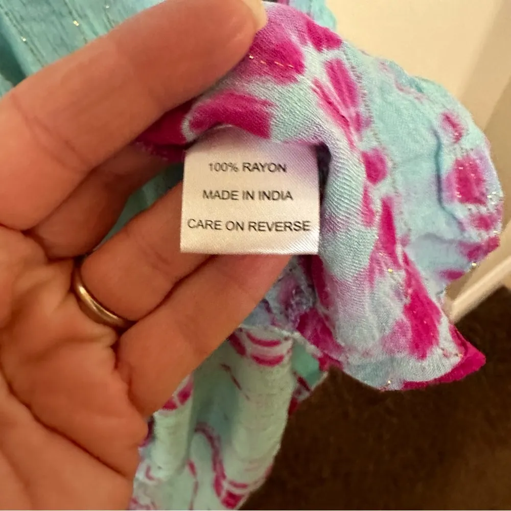 Ranee’s Aqua Pink Maxi Batik Design Duster Coverup Small/Medium Blue Size undefined - Image 6