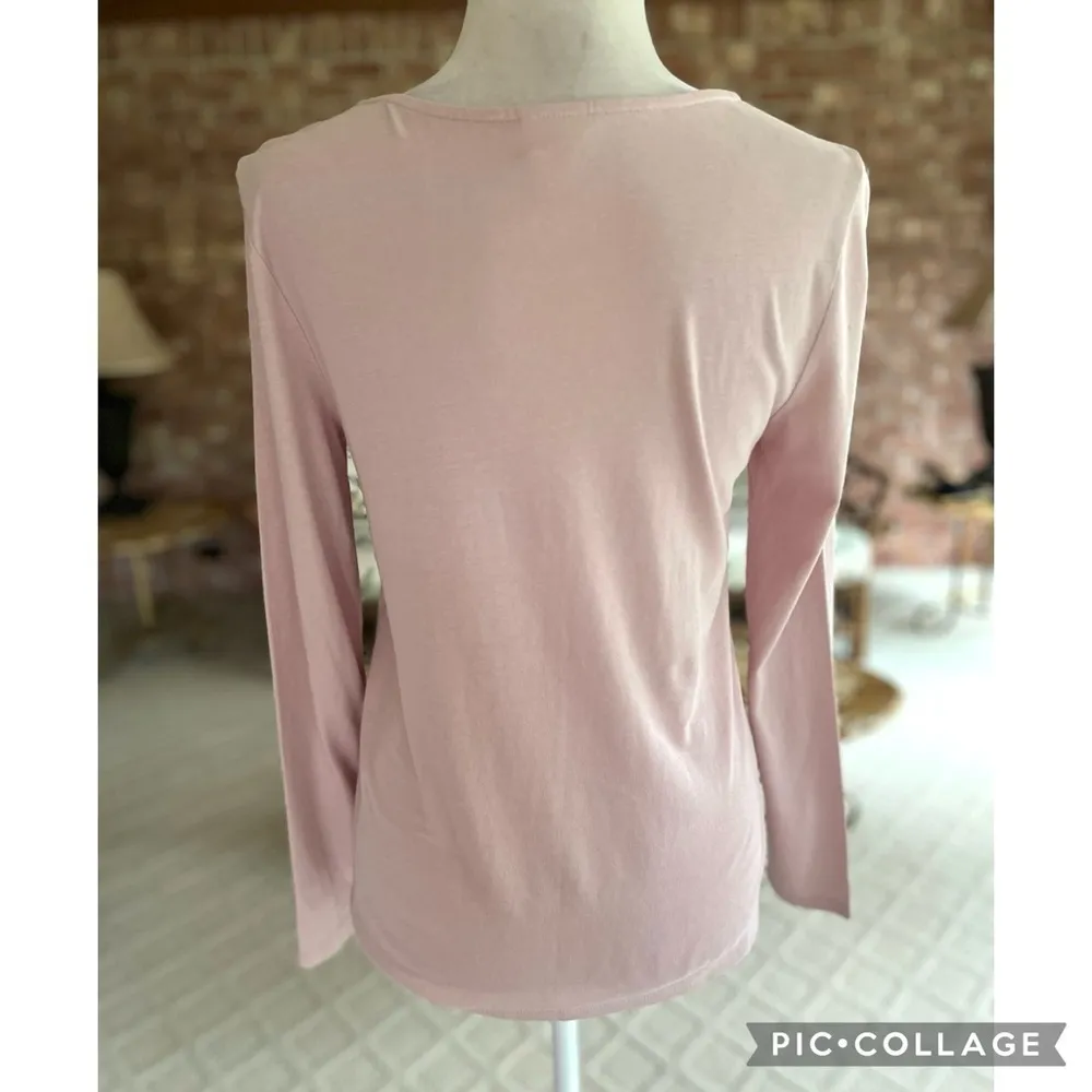 Chico’s Top Je T’aime Pink Pearl Long Sleeve Tee S Casual Blush Parisian Chic - Image 6