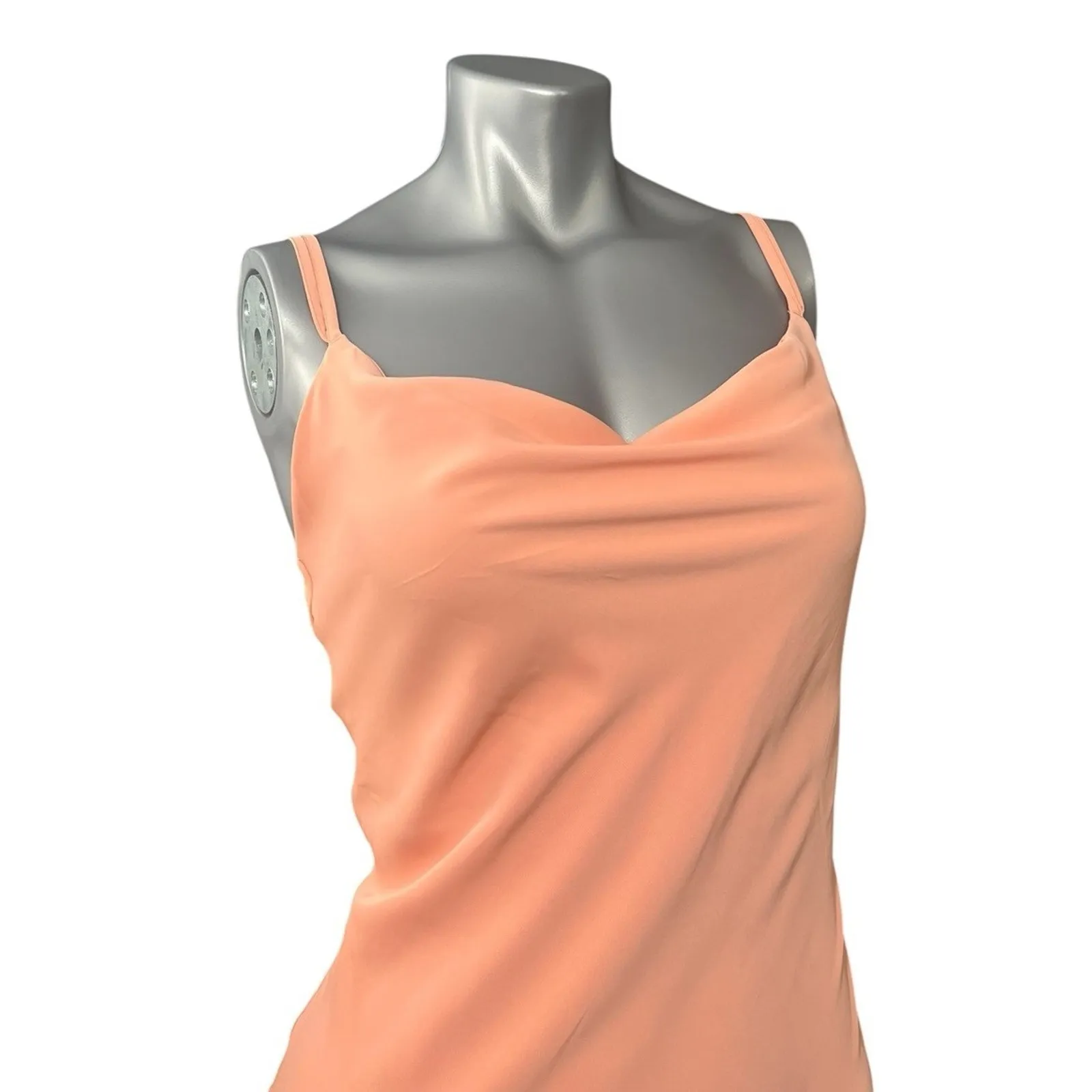 ABERCROMBIE & FITCH Peach Cowl Neck Maxi Dress Small Spaghetti Strap Prom - Image 6