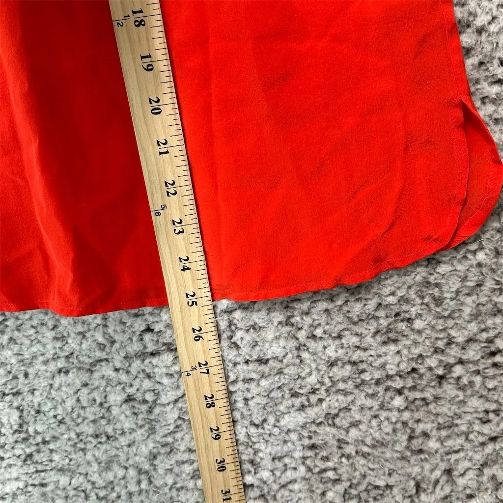 Talbots Petites Women's Red Silk Sleeveless Blouse Size 6P Preppy Light Academia - Image 7