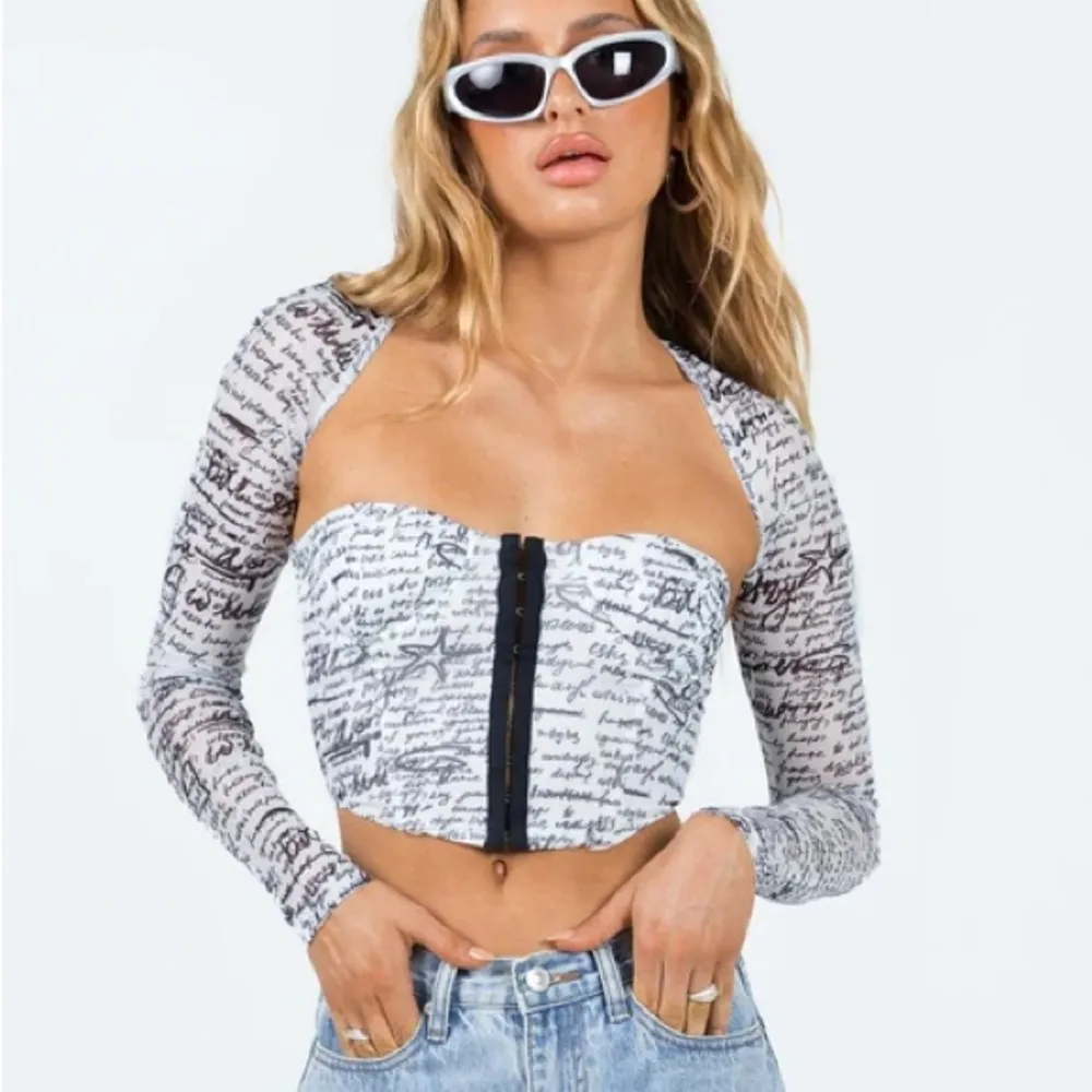 NWT PRINCESS POLLY Scripted Long Sleeve Corset Top - Image 2