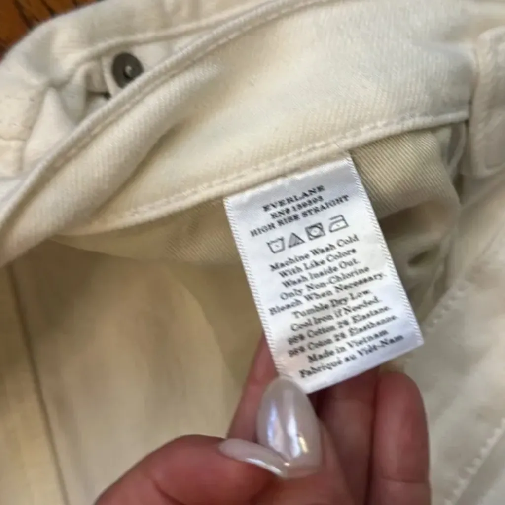 Everlane high rise Straight Leg Jeans white bone color size 26 - Image 6