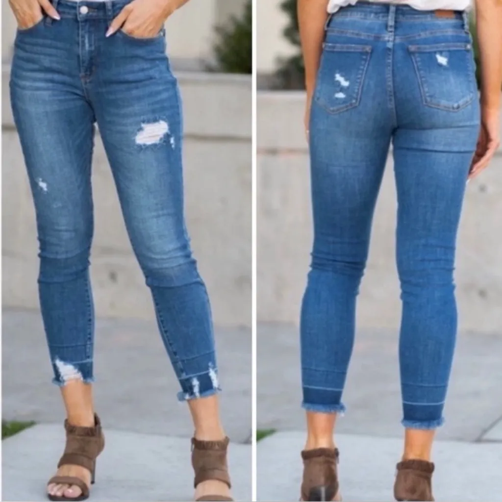 Judy Blue Destroy Hi Waist Release Hem Skinny Jeans Style JB8847 Size 24W NWT - Image 2