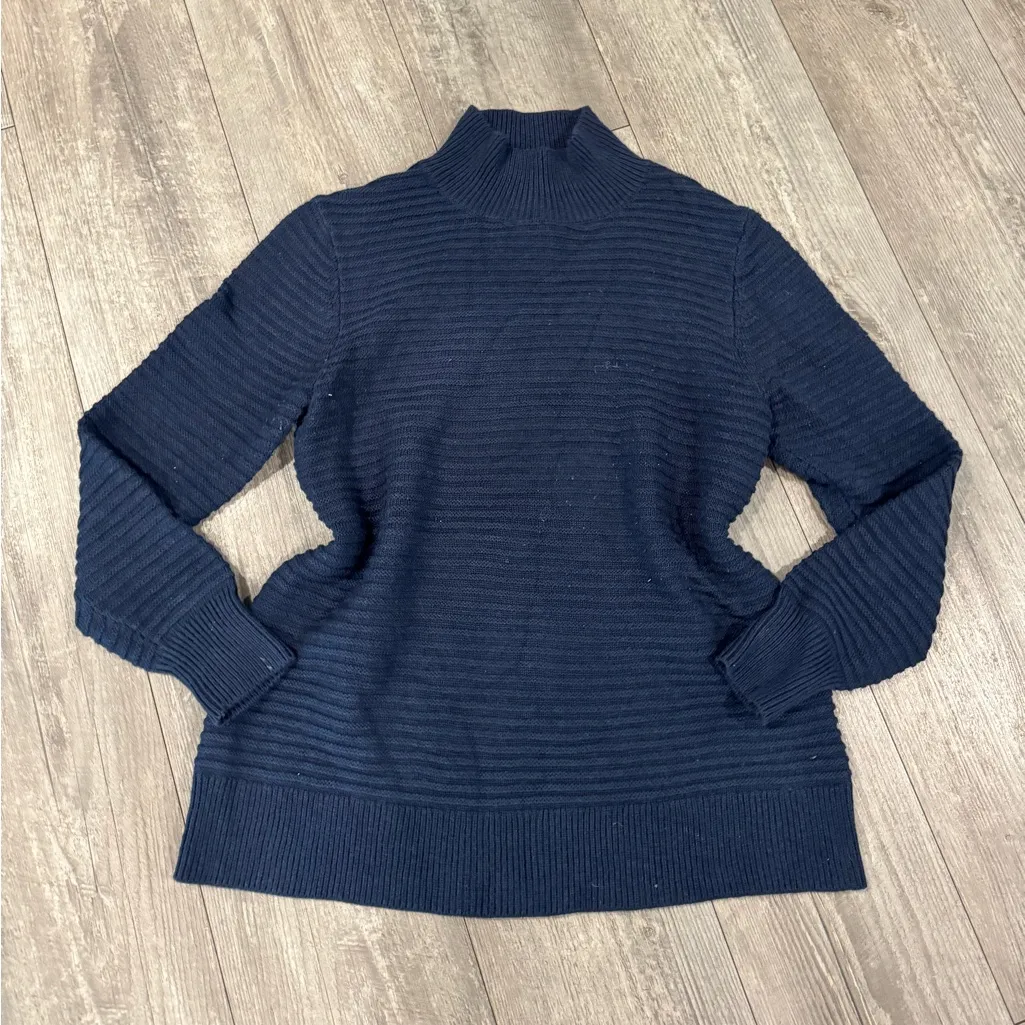 NIC+ZOE Midnight Blue Textured Turtleneck Sweater - Image 4