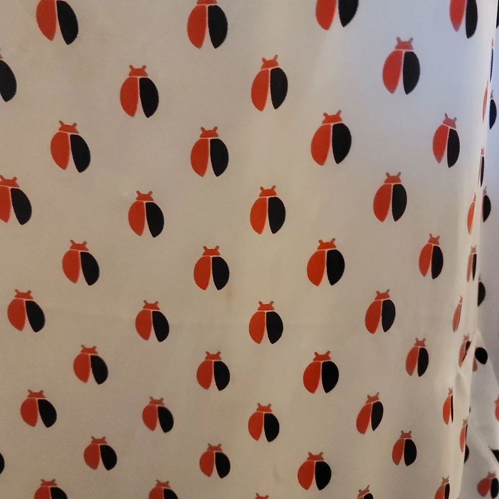 🔥SALE🔥Fossil Beige Lady Bug Bettle Print Shirt Dress M - Image 8