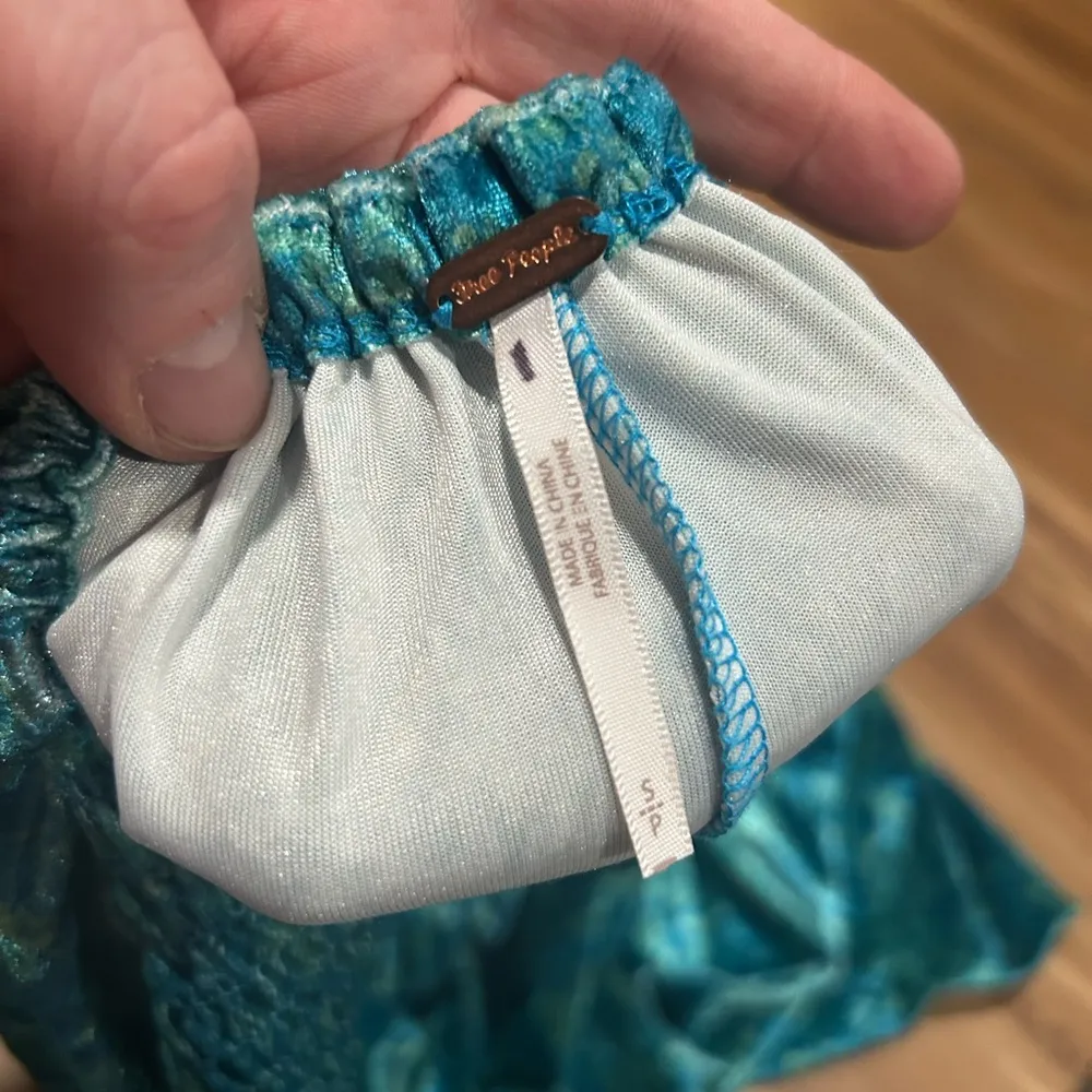 Free People Turquoise Velvet Mini Dress Size Small - Image 4