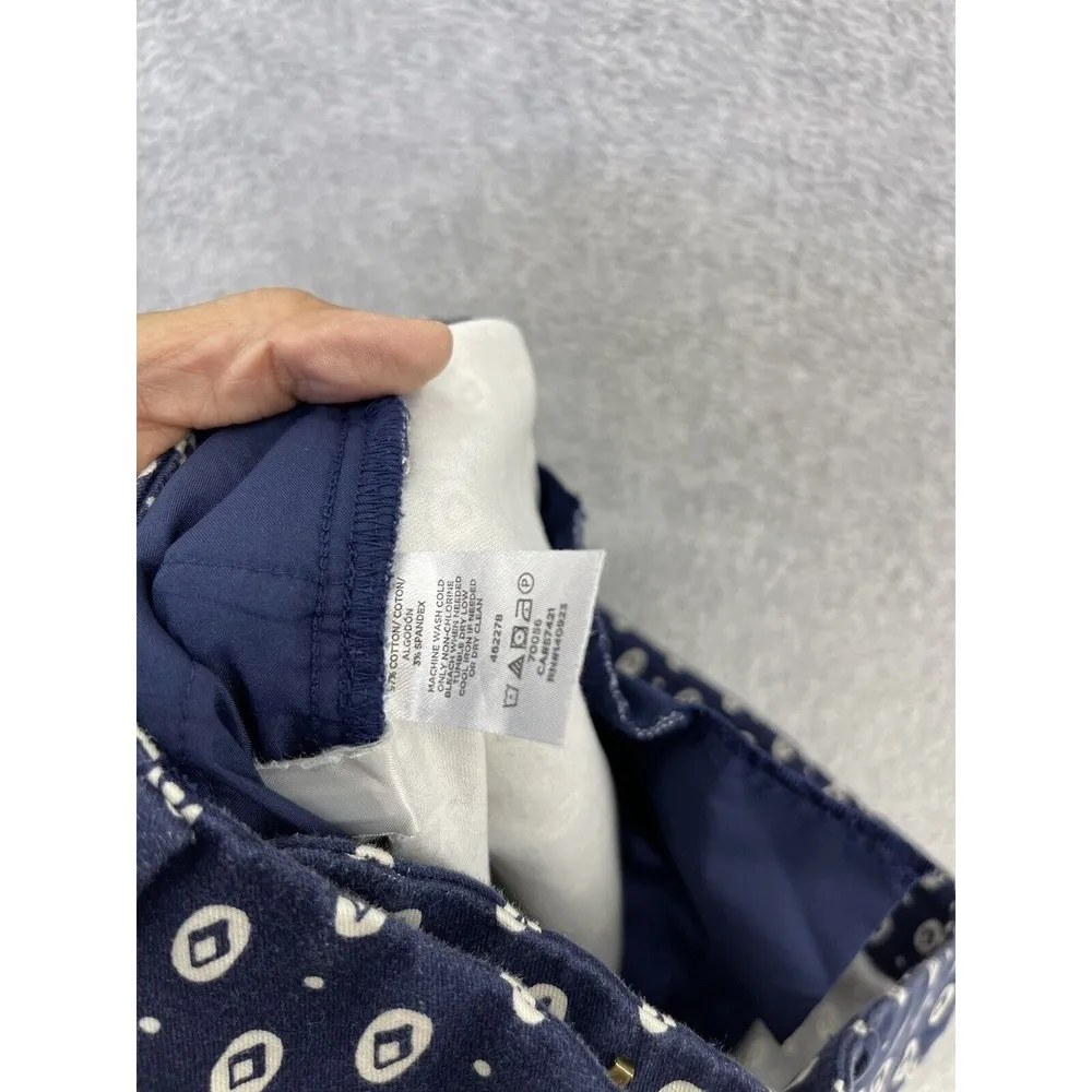 LOFT Ann Taylor Women's Marisa Pants Blue Printed Size 10 Petite Cotton Ankle - Image 3