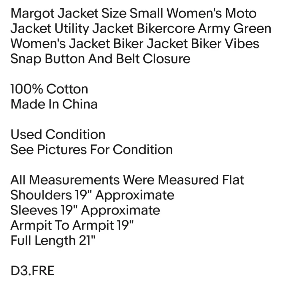 Margot Jacket Size Small Women's Moto Jacket Utility Jacket Bikercore Army Green - Image 2