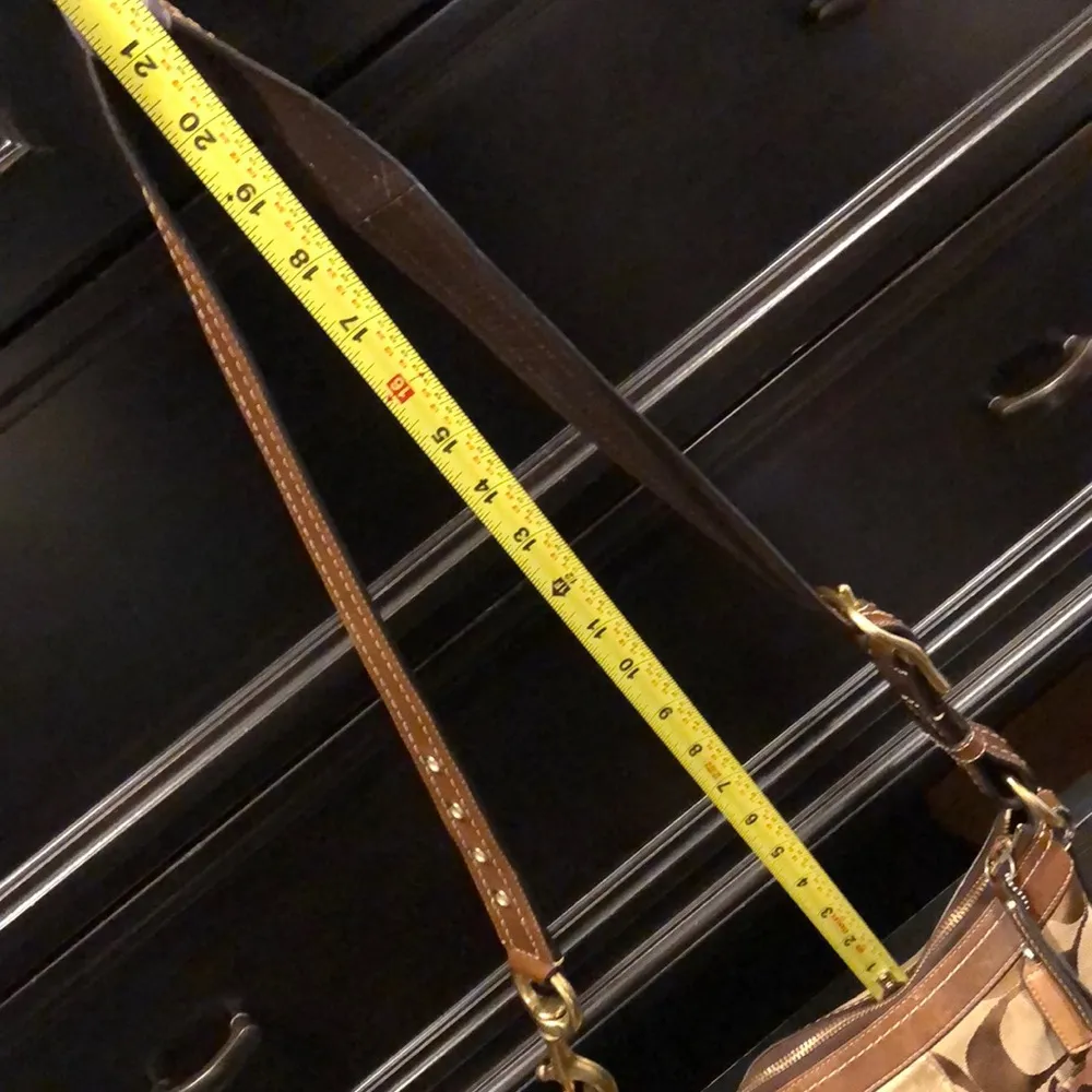 Coach  Patchwork Top Zipper Crossbody Tote Shoulder Bag Brown Lining - Image 8