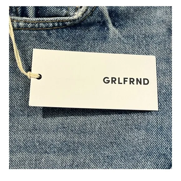 GRLFRND Rhoda Denim Mini Skirt Frayed Hem Distressed Blue Jean Skirt Size 23 NWT - Image 15