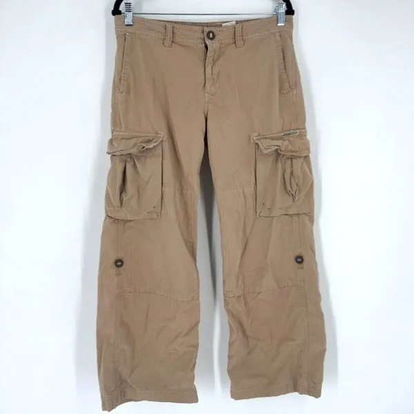 Y2K Lucky Brand Women’s Utility Cargo Tan Loose Fit Pants Size 10 Long‎ Tan - Image 3