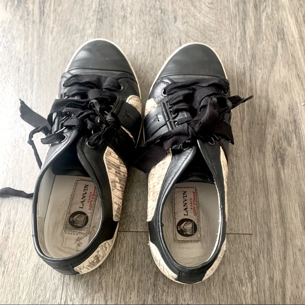 Lanvin black leather ribbon sneakers Size 8 - Image 8