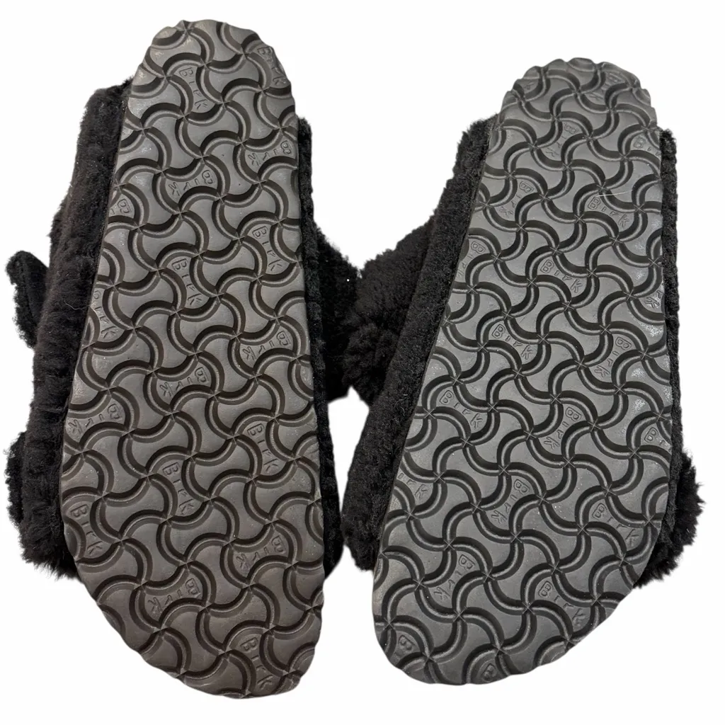 Birkenstock Arizona Black Plush Fuzzy Big Buckle Sandals Slides 41 10 Narrow - Image 11