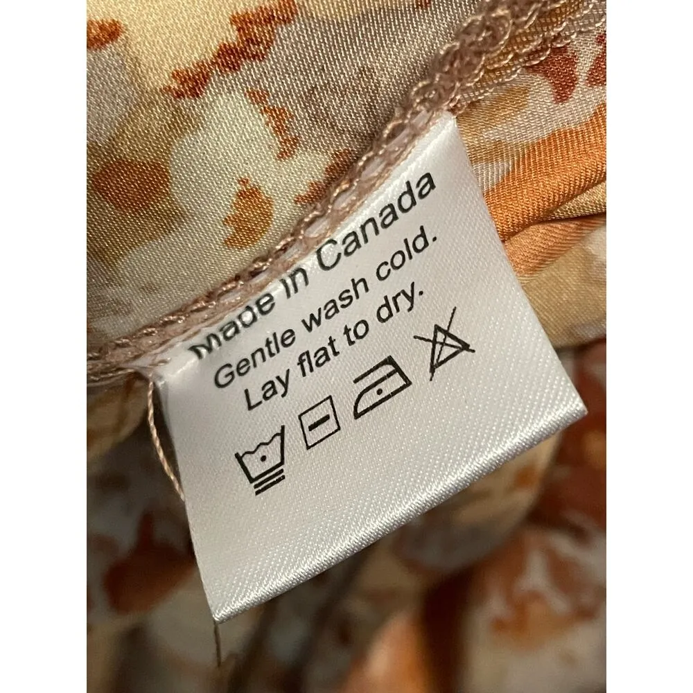 Park & Fifth Kingston Floral Print Satin Strappy Slip Dress Large Orange - Image 11