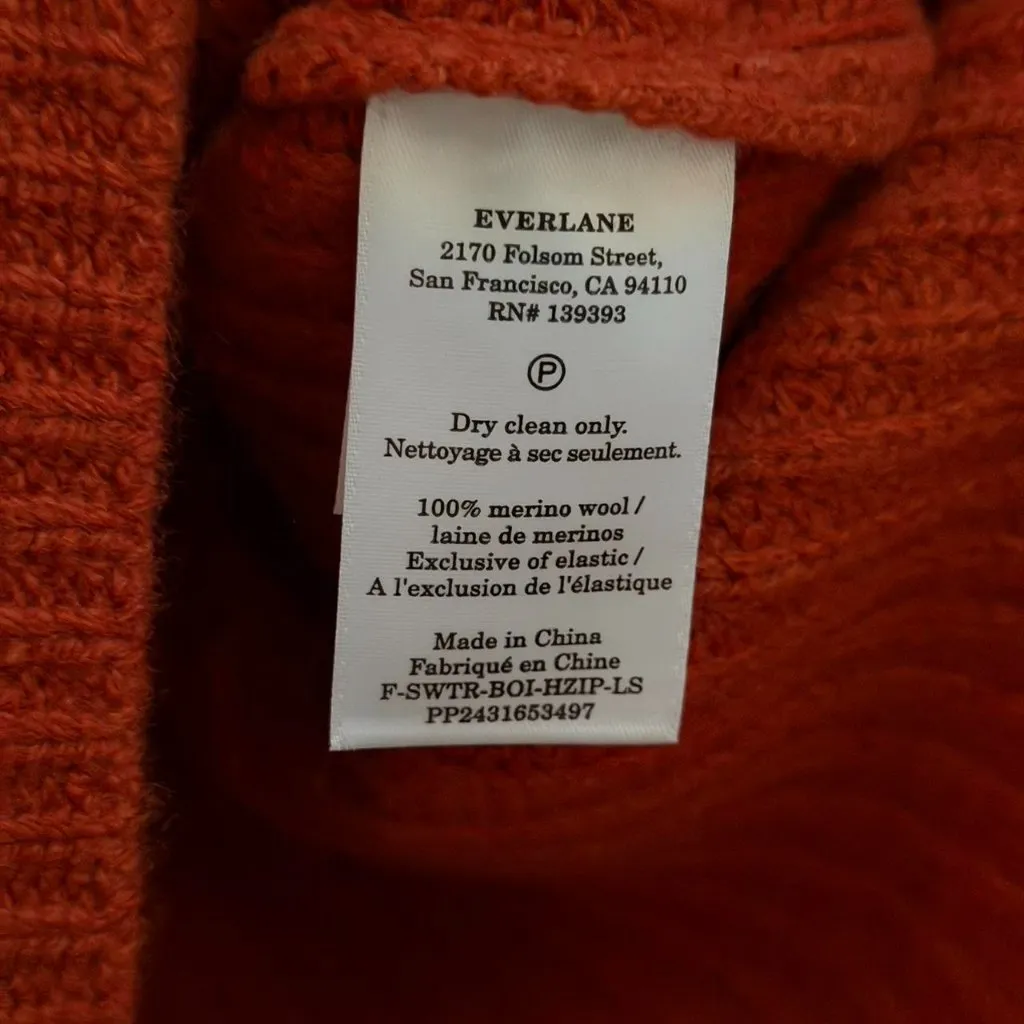 Everlane The Half-Zip Sweater in Luxe Merino in Rust Heather, Size Medium - Image 8