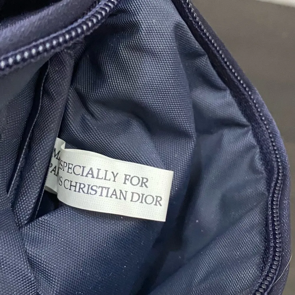 CHRISTIAN DIOR Parfums Navy Satin Cosmetic Case Travel Pouch Bag - Image 8