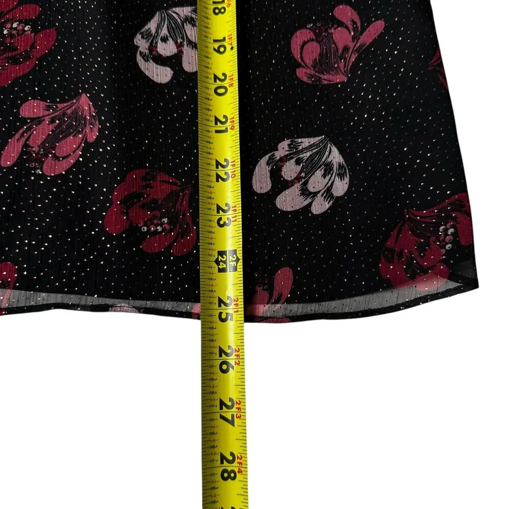 Vince Camuto Black Multicolor Floral Blouse Women Top Size Large | 55-37 - Image 4